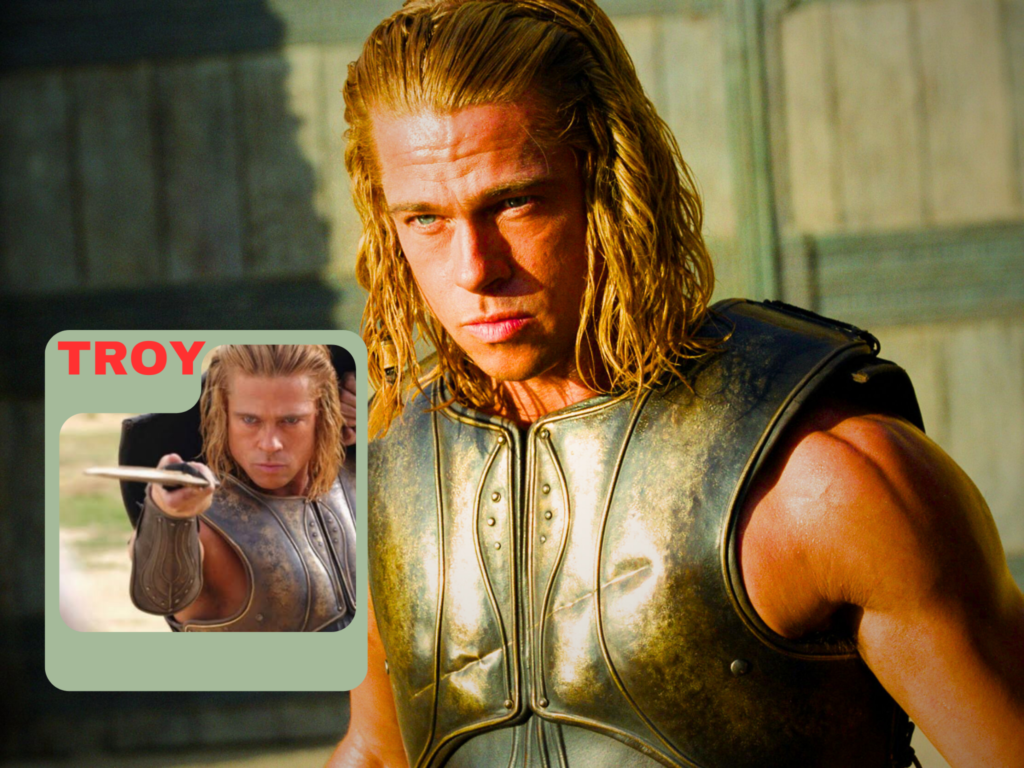 Brad Pitt's look in film Troy.A two picture collage. Courtesy Google