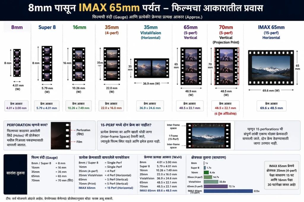 Infographic About the different Sizes of Cinema Negatives (AI picture)